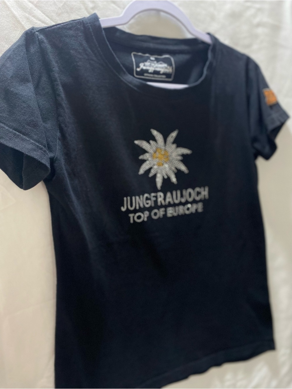 Jungfraujoch Official Collection Top of Europe Rhinestone Graphic  Black Small - Picture 7 of 10